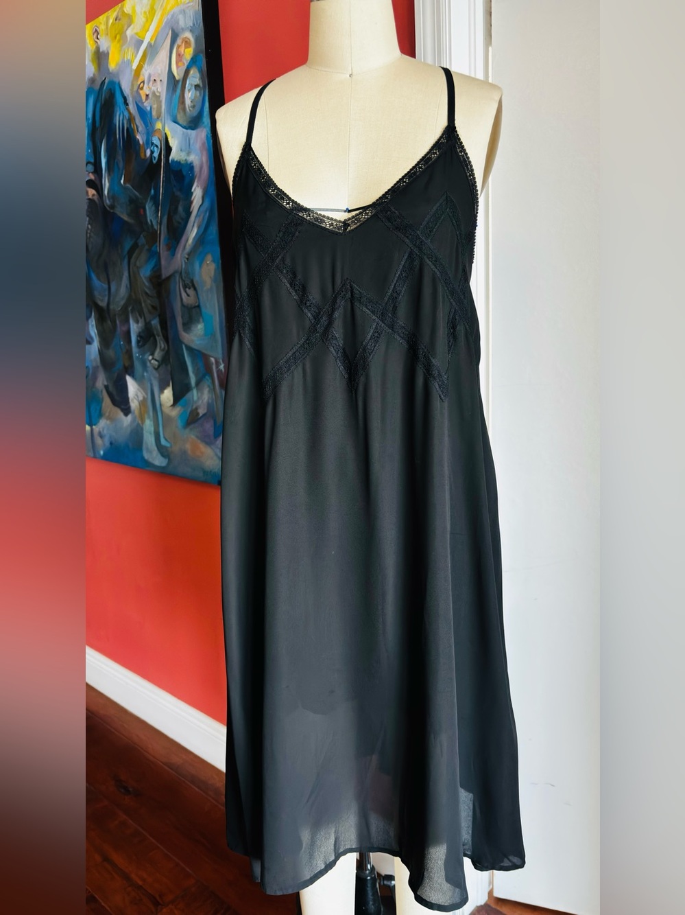 Esley Black Lace-Trim Slip